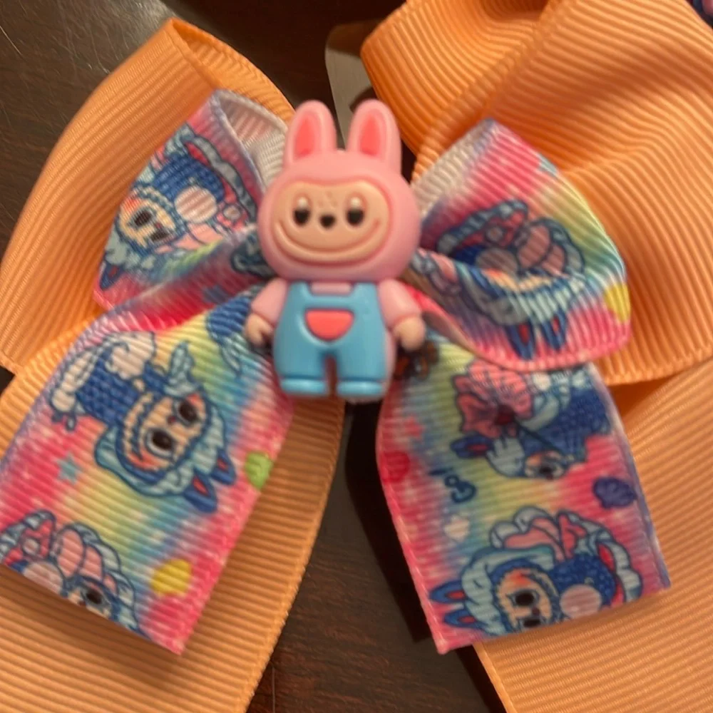 Colorful labubu monster Cartoon Hair Bows nwt set of two